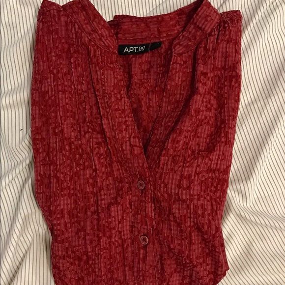 Apt. 9 Red Button Down Blouse - Picture 3 of 4